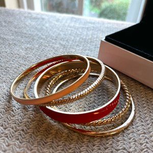 🆕 VINTAGE  New Bangle bracelets Red and Gold tone